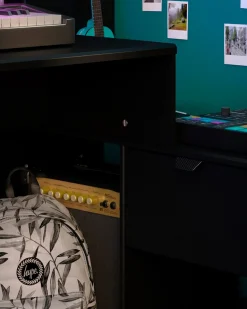 Cama alta gamer ONLINE com LED e secretária
