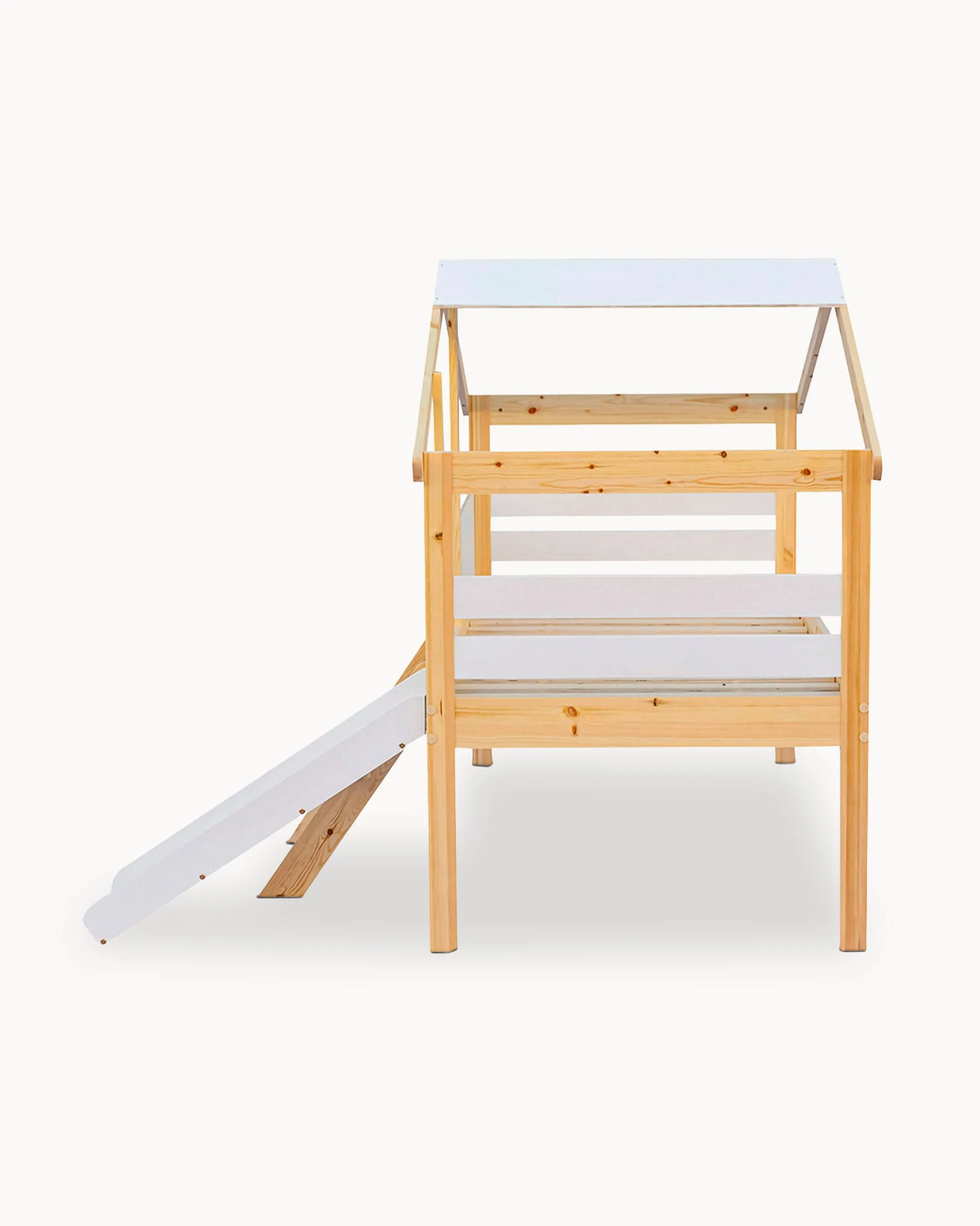 Cama alta infantil SLIDER com escorrega e quadro de lousa