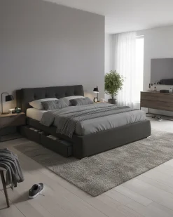 Cama de casal ANTÓNIO com 4 gavetas