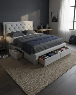 Cama de casal BIA com 4 gavetas