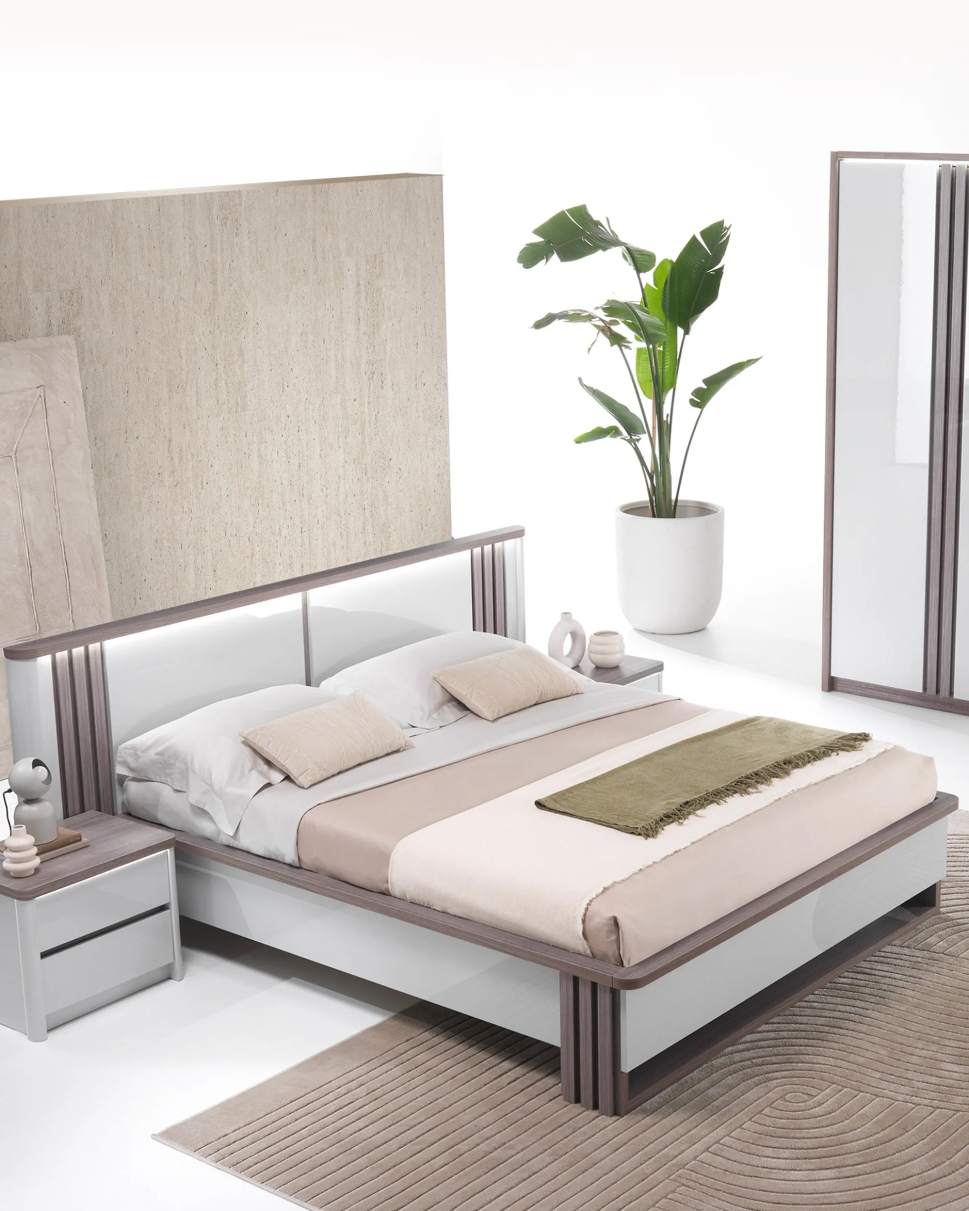 Cama de casal PESARO com LED