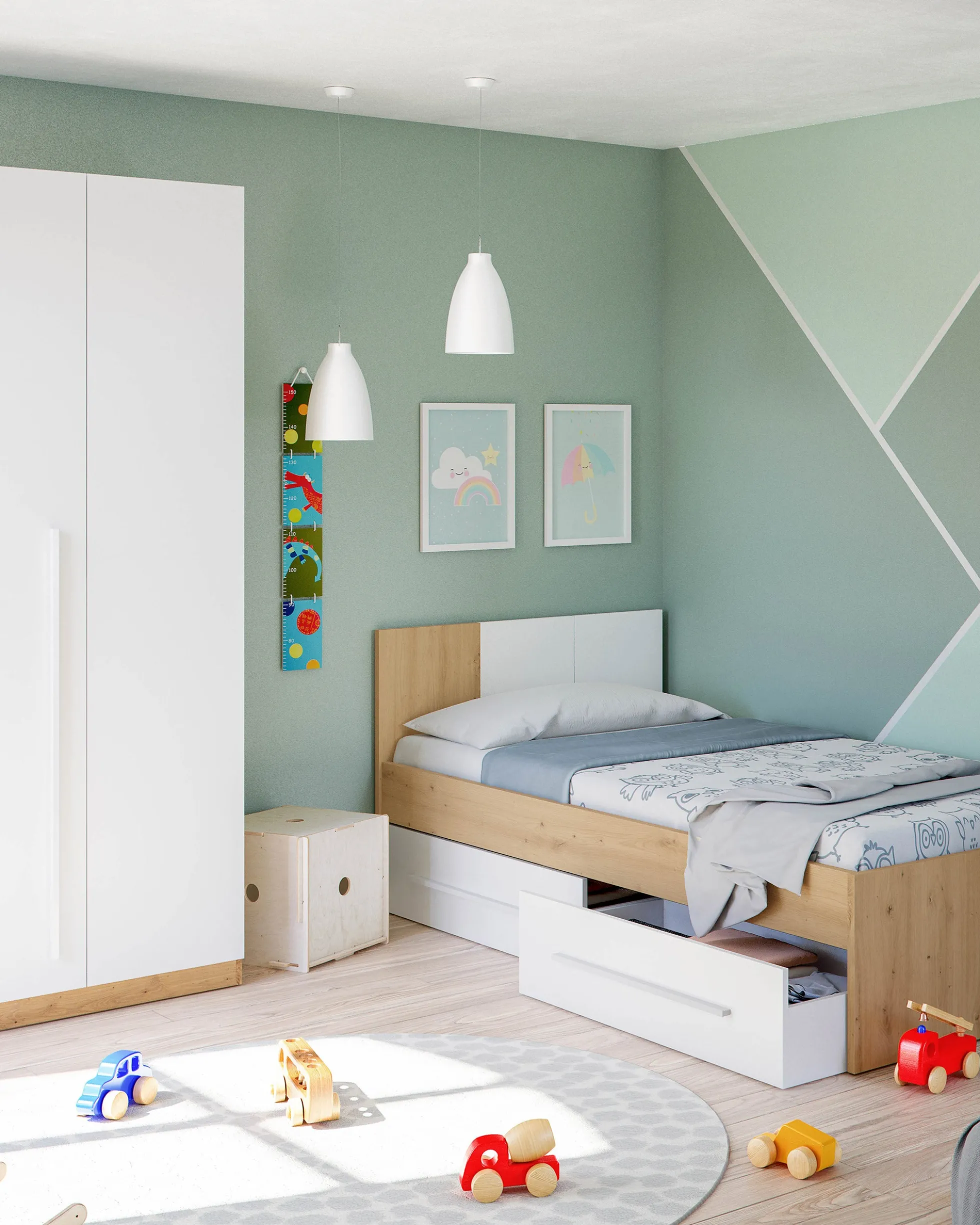 Cama de solteiro NOA com gavetas