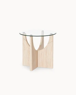 Mesa de apoio redonda PIETRA em vidro