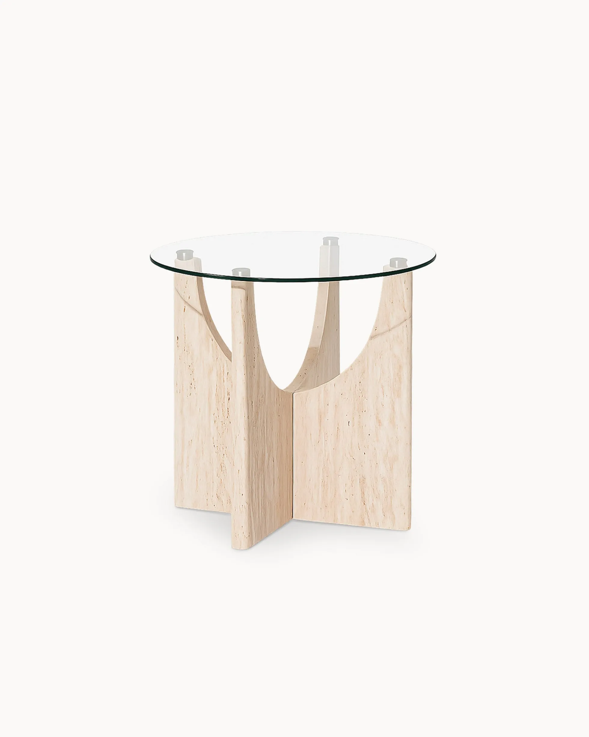 Mesa de apoio redonda PIETRA em vidro