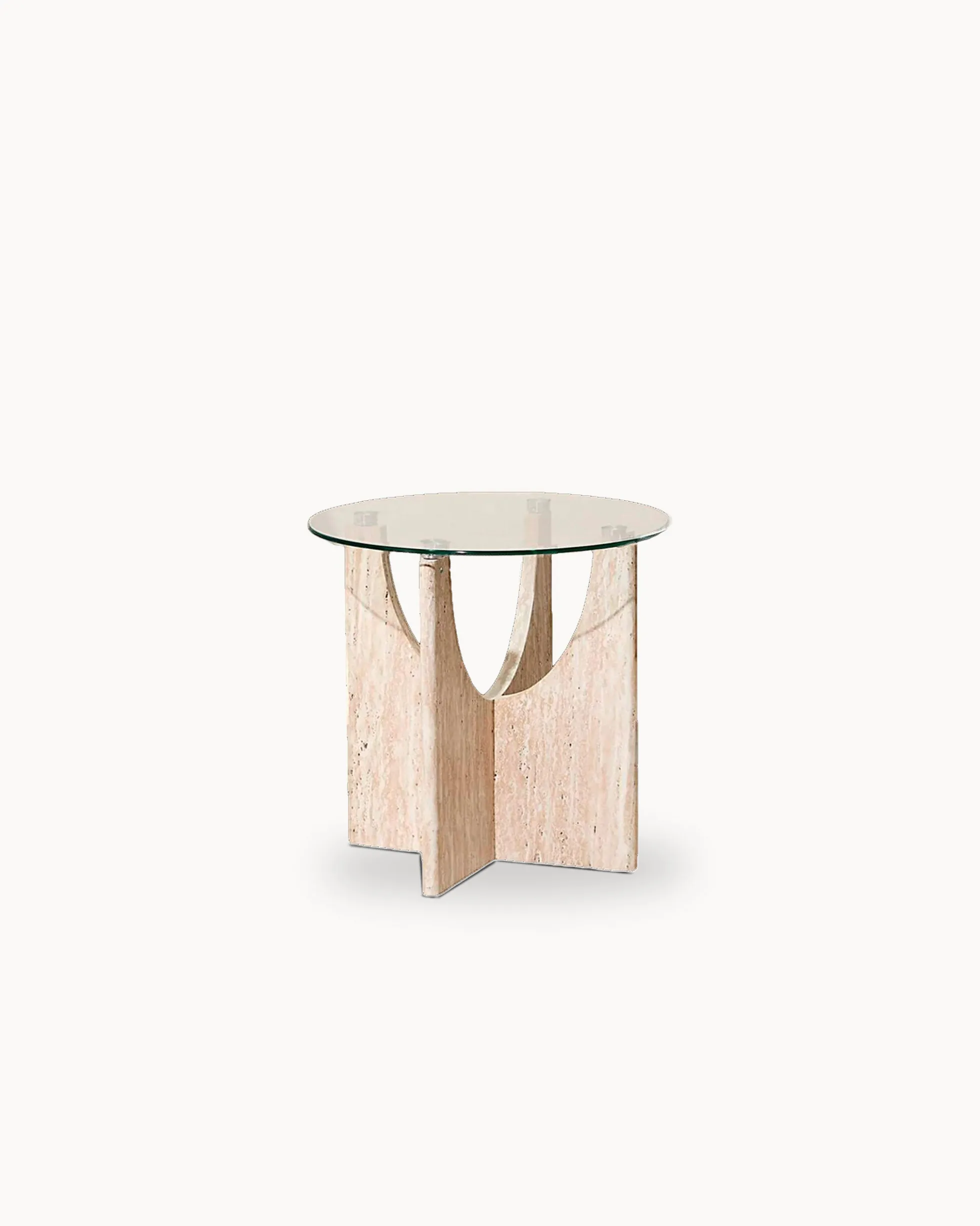 Mesa de apoio redonda PIETRA em vidro
