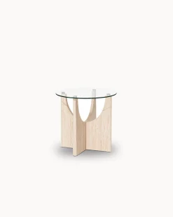 Mesa de apoio redonda PIETRA em vidro