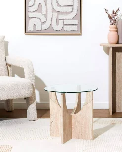 Mesa de apoio redonda PIETRA em vidro