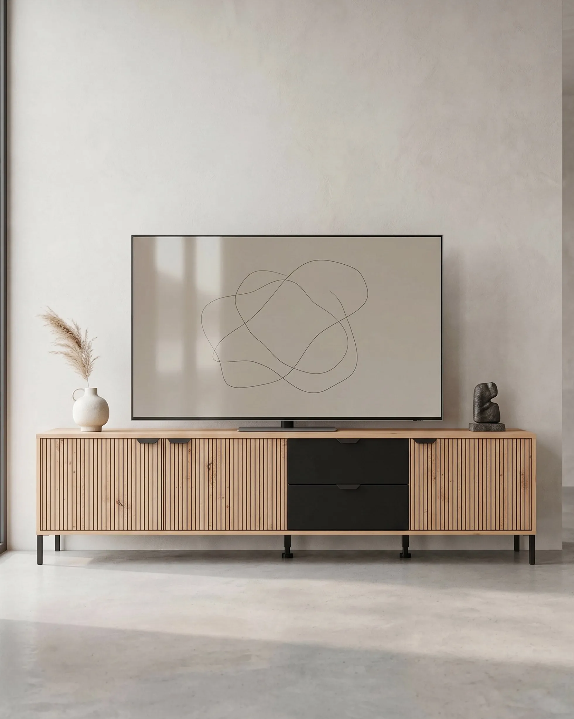 Móvel TV MAYENNE com 3 portas e 2 gavetas
