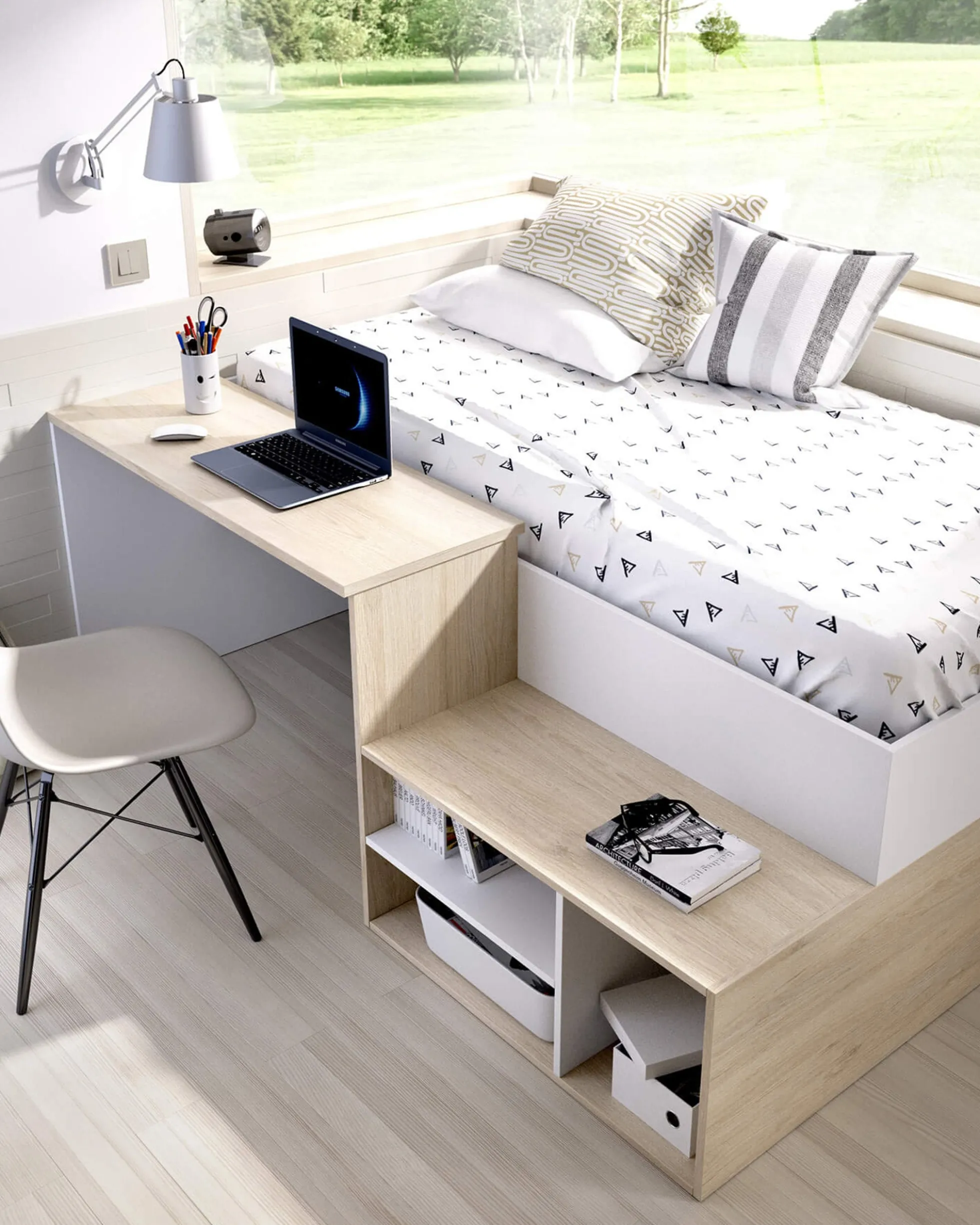 Pack cama alta ERICK + colchão SPRING ROLLER