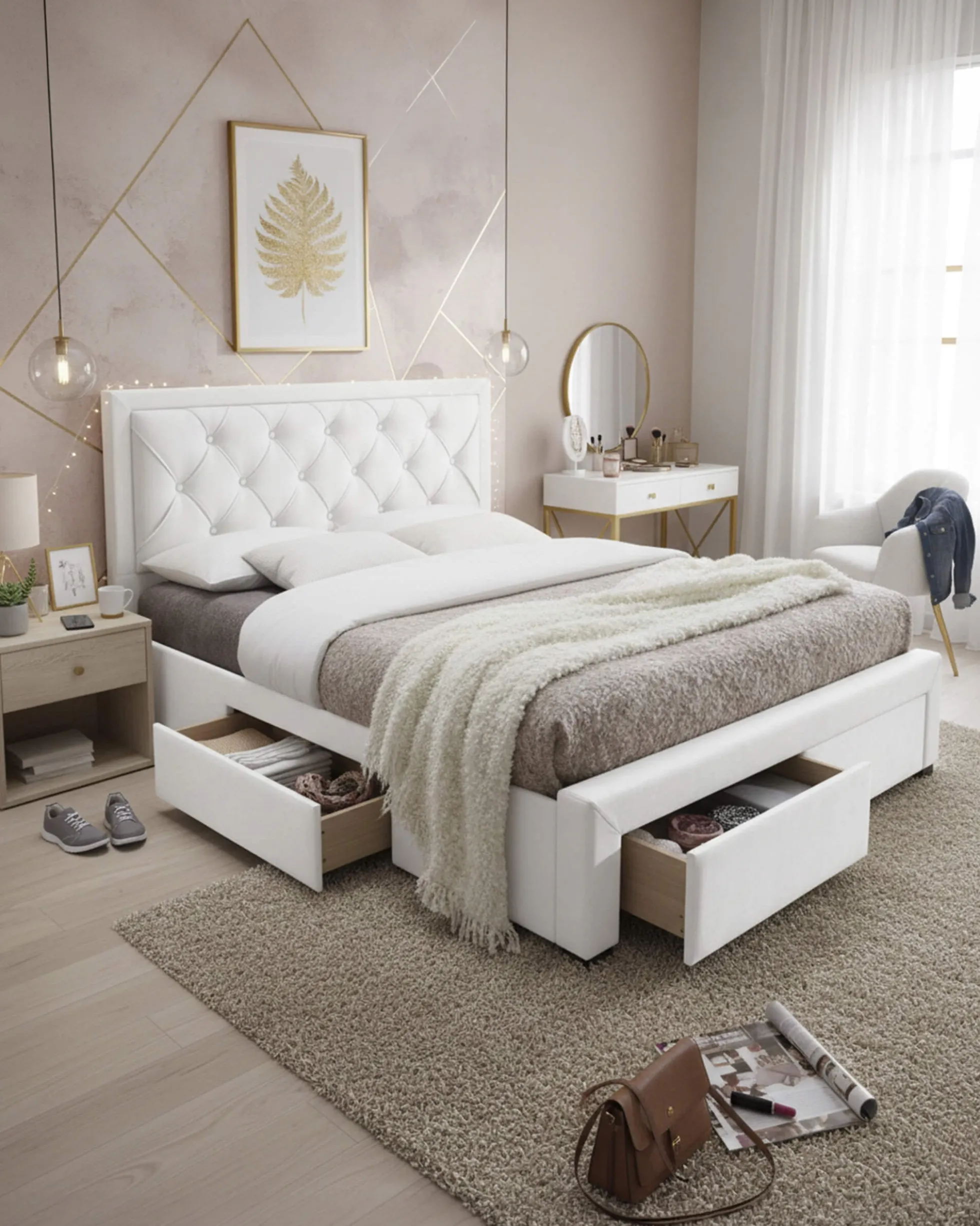 Pack cama de casal BIA + Colchão HOMYSLEEP PALACIO COOLER