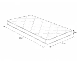 Pack Cama Indiv HEIDI Natural + Colchão KID ROLLER 90x200cm