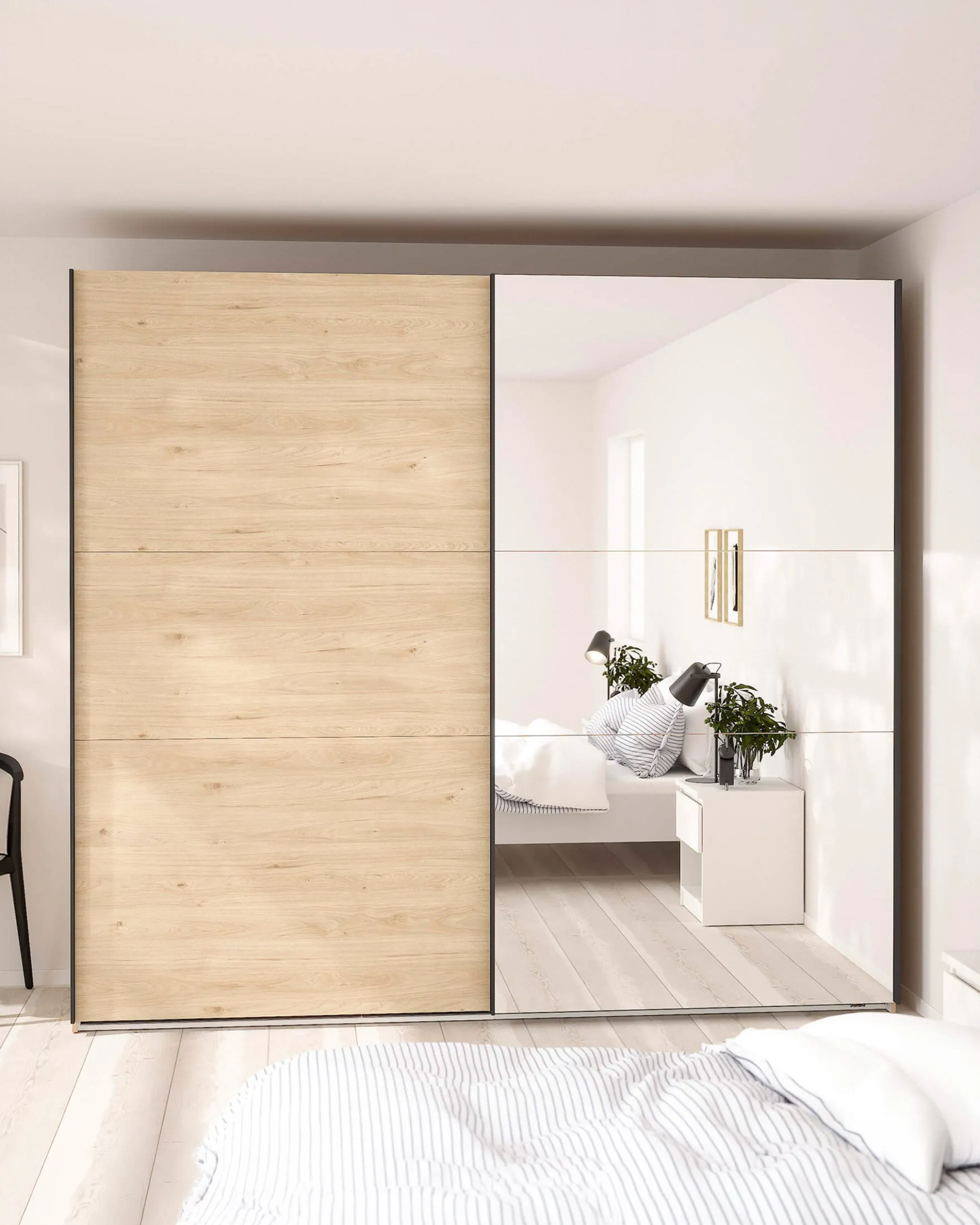 Roupeiro COMO com 2 portas, espelho e cómoda integrada