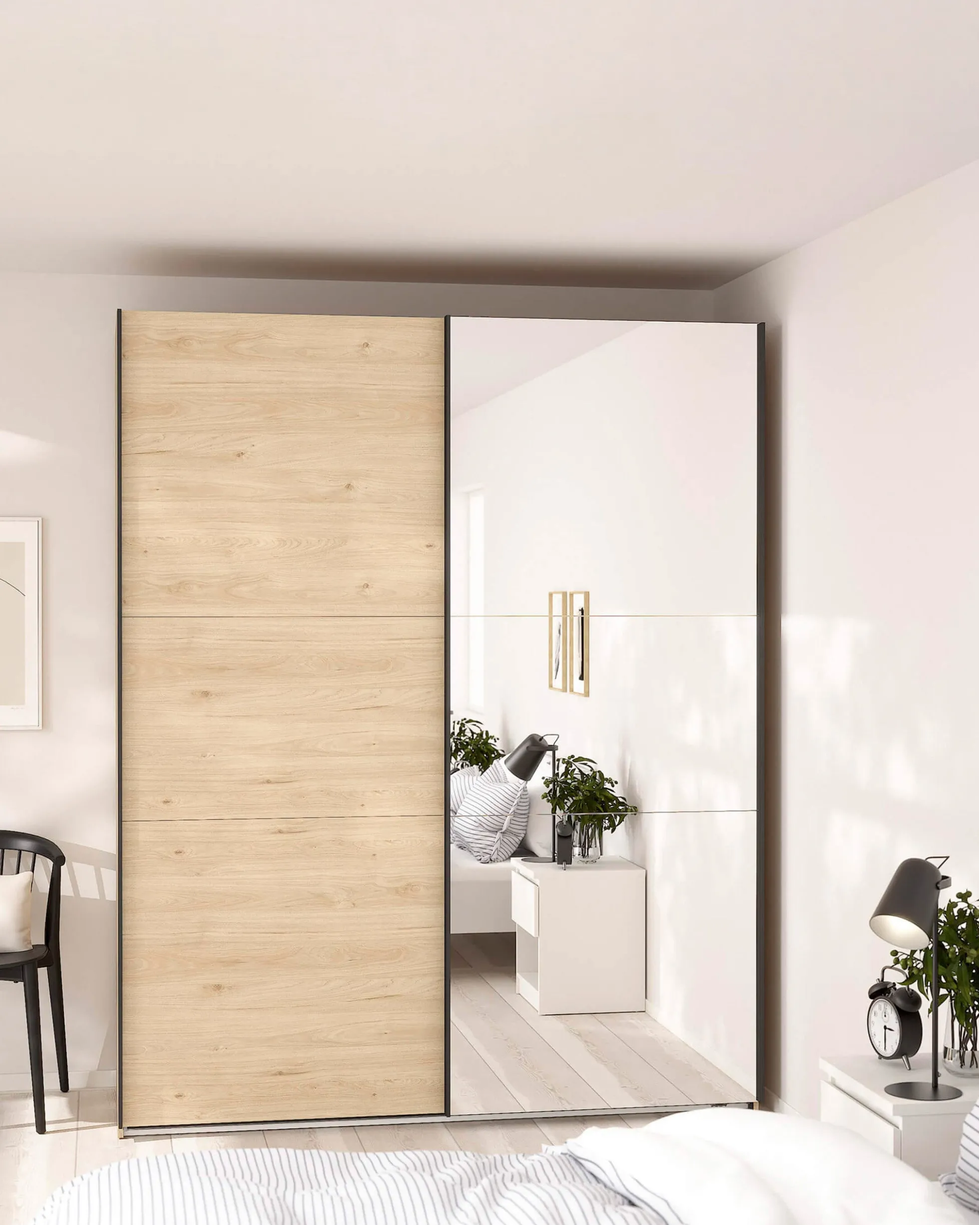 Roupeiro COMO com 2 portas, espelho e cómoda integrada