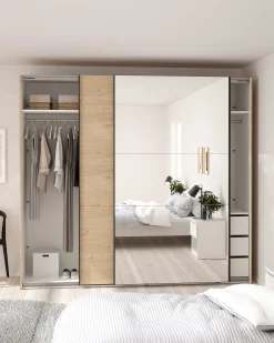 Roupeiro COMO com 2 portas, espelho e cómoda integrada