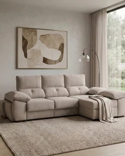 Sofá chaise Longue ANDOR com cama,baús e puffs