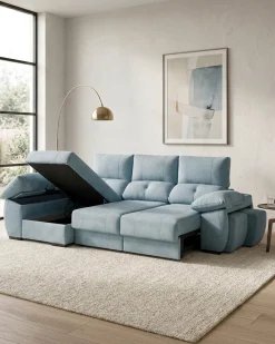 Sofá chaise Longue ANDOR com cama,baús e puffs
