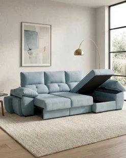 Sofá chaise Longue ANDOR com cama,baús e puffs