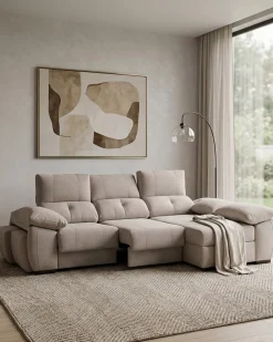 Sofá chaise Longue ANDOR com cama,baús e puffs