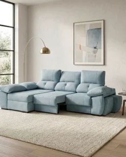 Sofá chaise Longue ANDOR com cama,baús e puffs