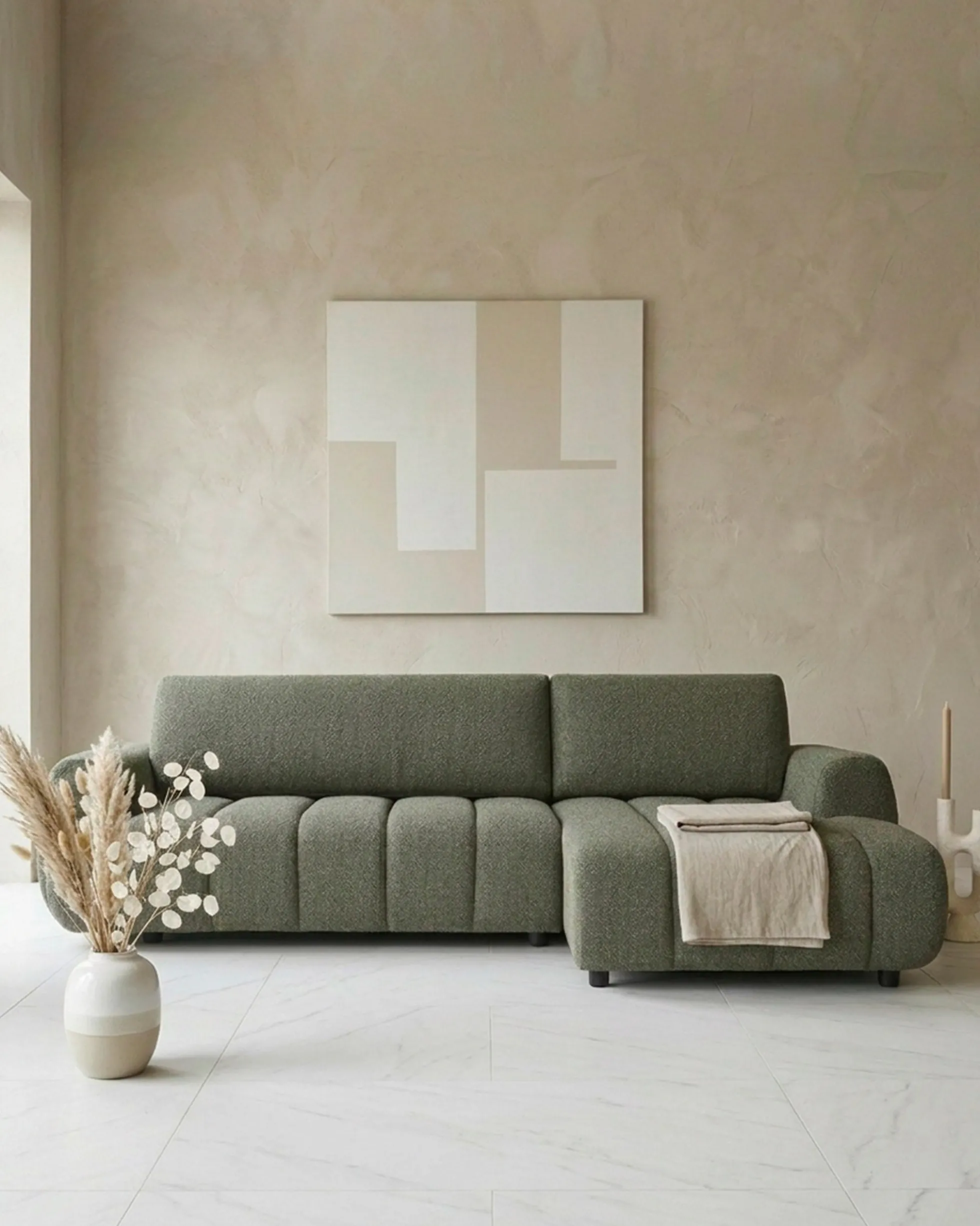 Sofá chaise longue IMPRESSION com cama e baú