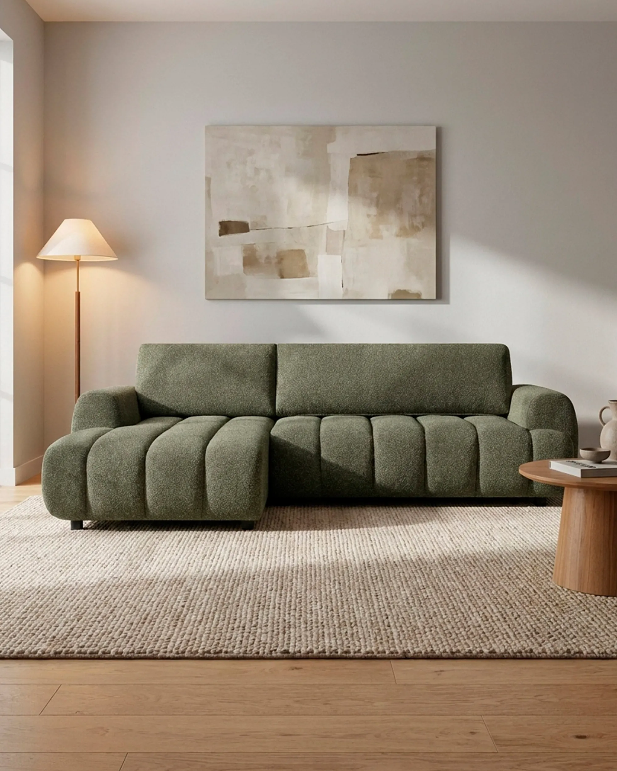 Sofá chaise longue IMPRESSION com cama e baú