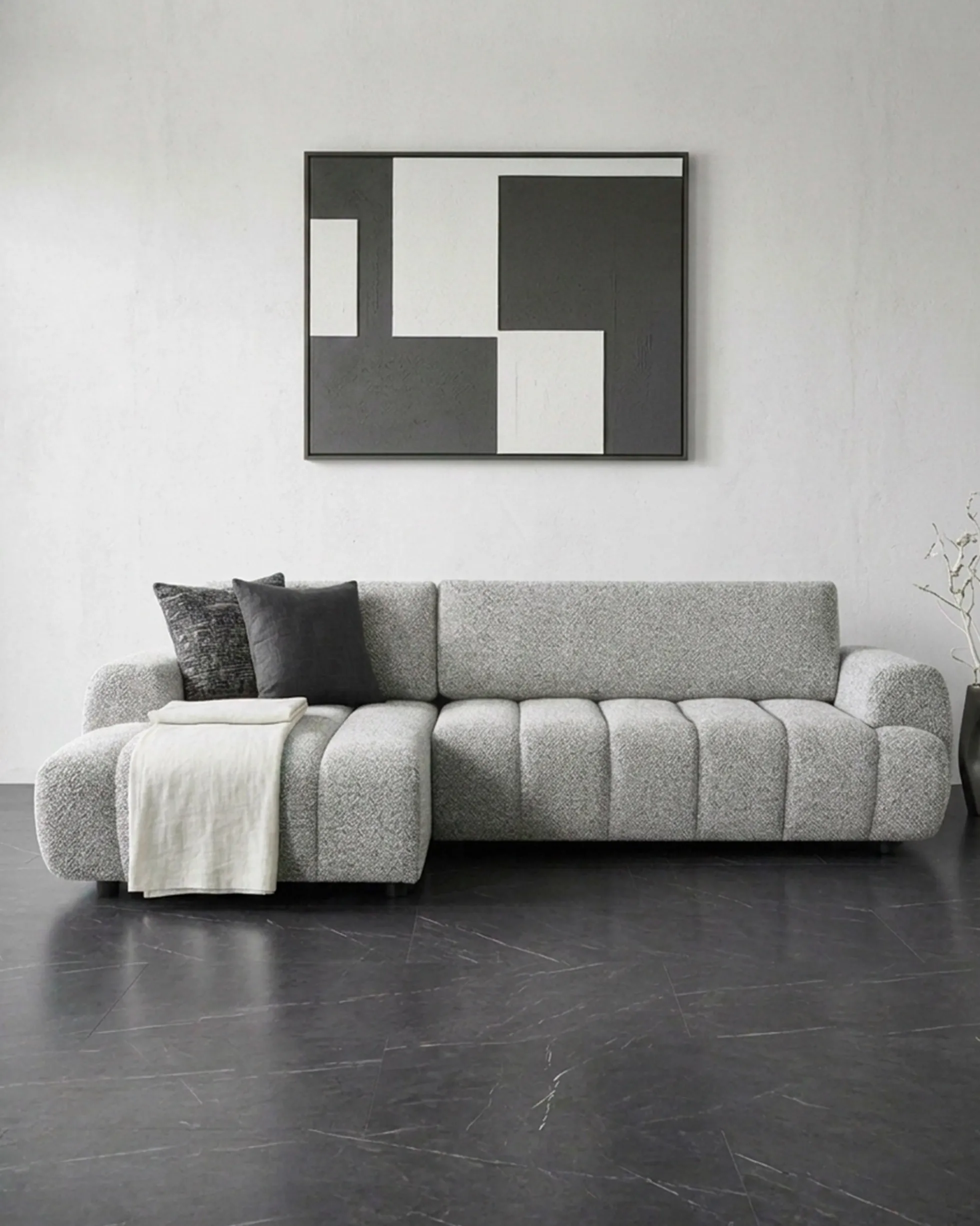 Sofá chaise longue IMPRESSION com cama e baú