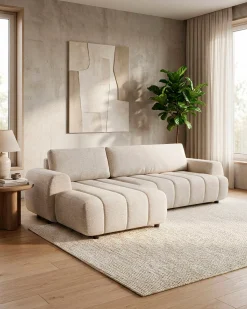 Sofá chaise longue IMPRESSION com cama e baú