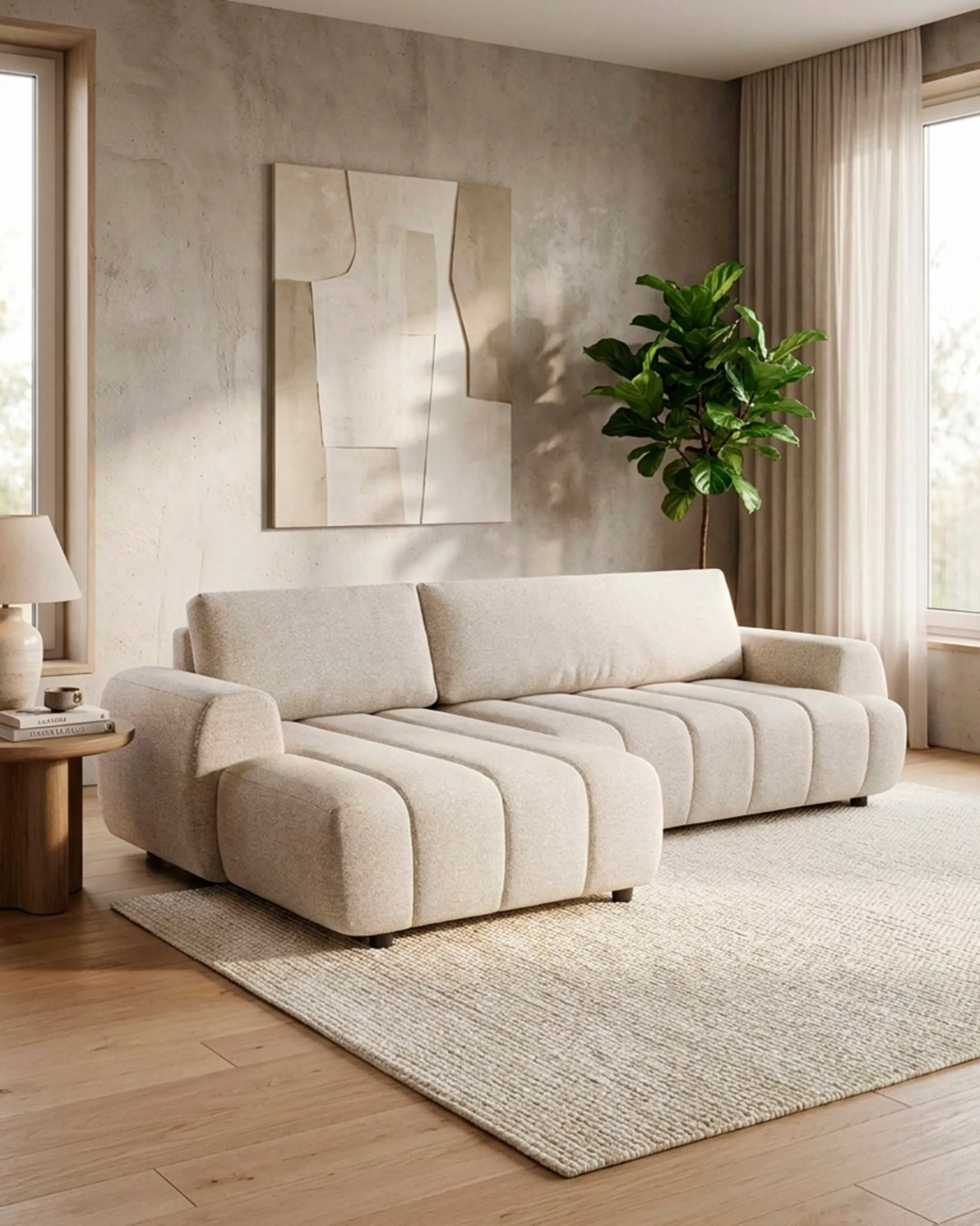 Sofá chaise longue IMPRESSION com cama e baú