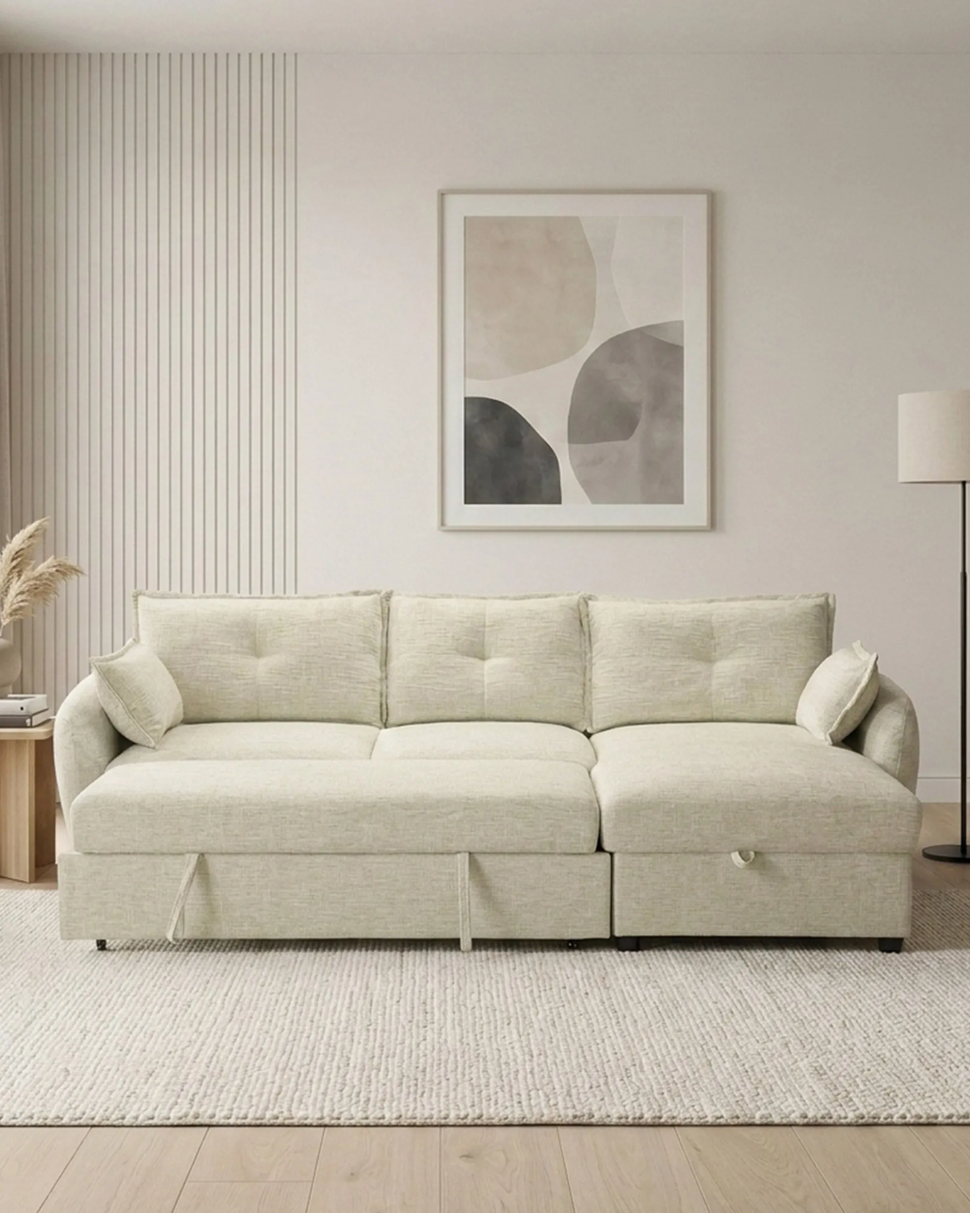 Sofá chaise longue ISADORA com cama e baú