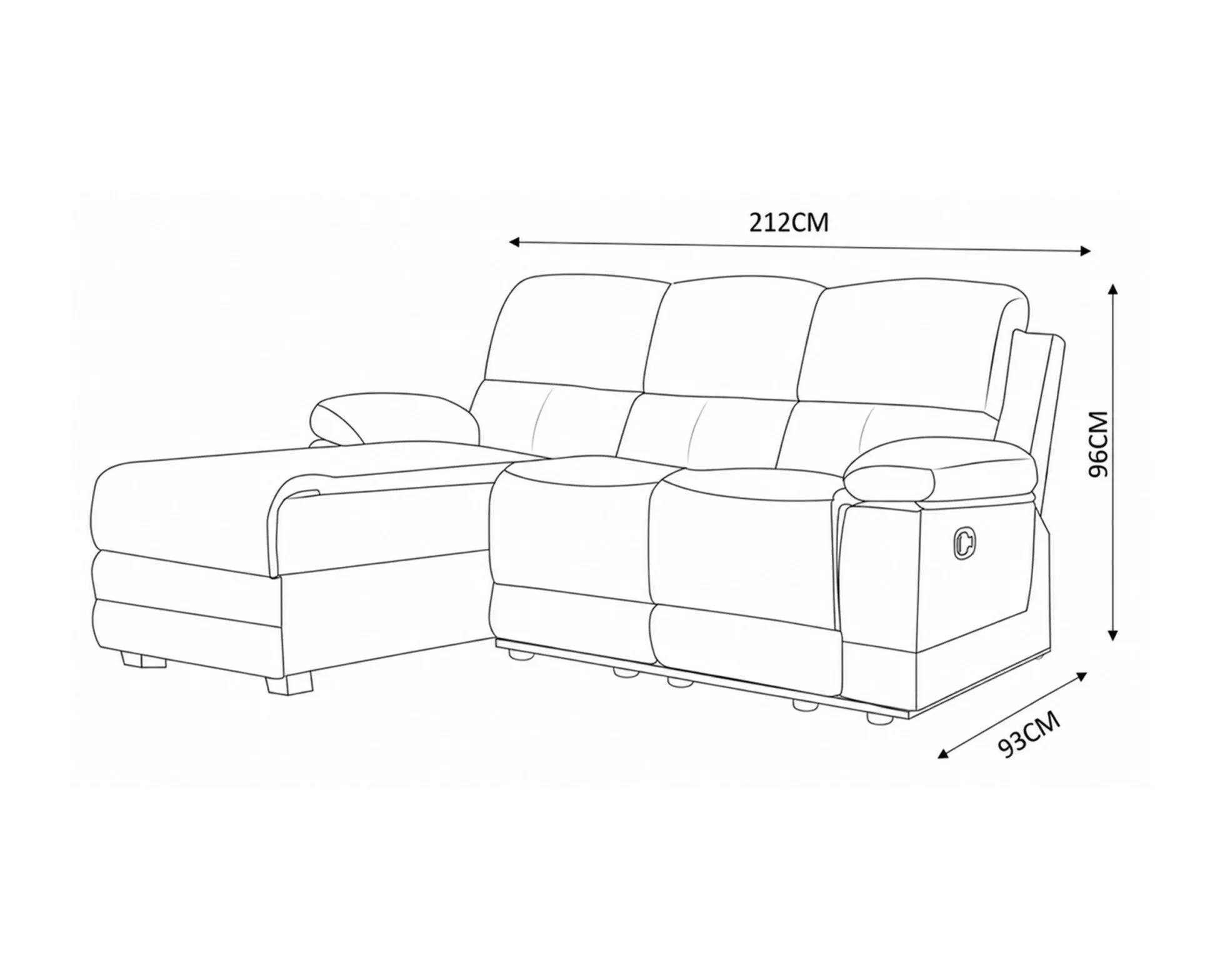 Sofá chaise longue LEON relax manual