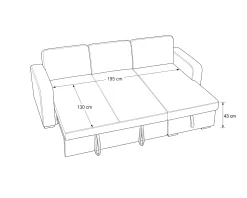 Sofá chaise longue MANHATTAN com cama e baú