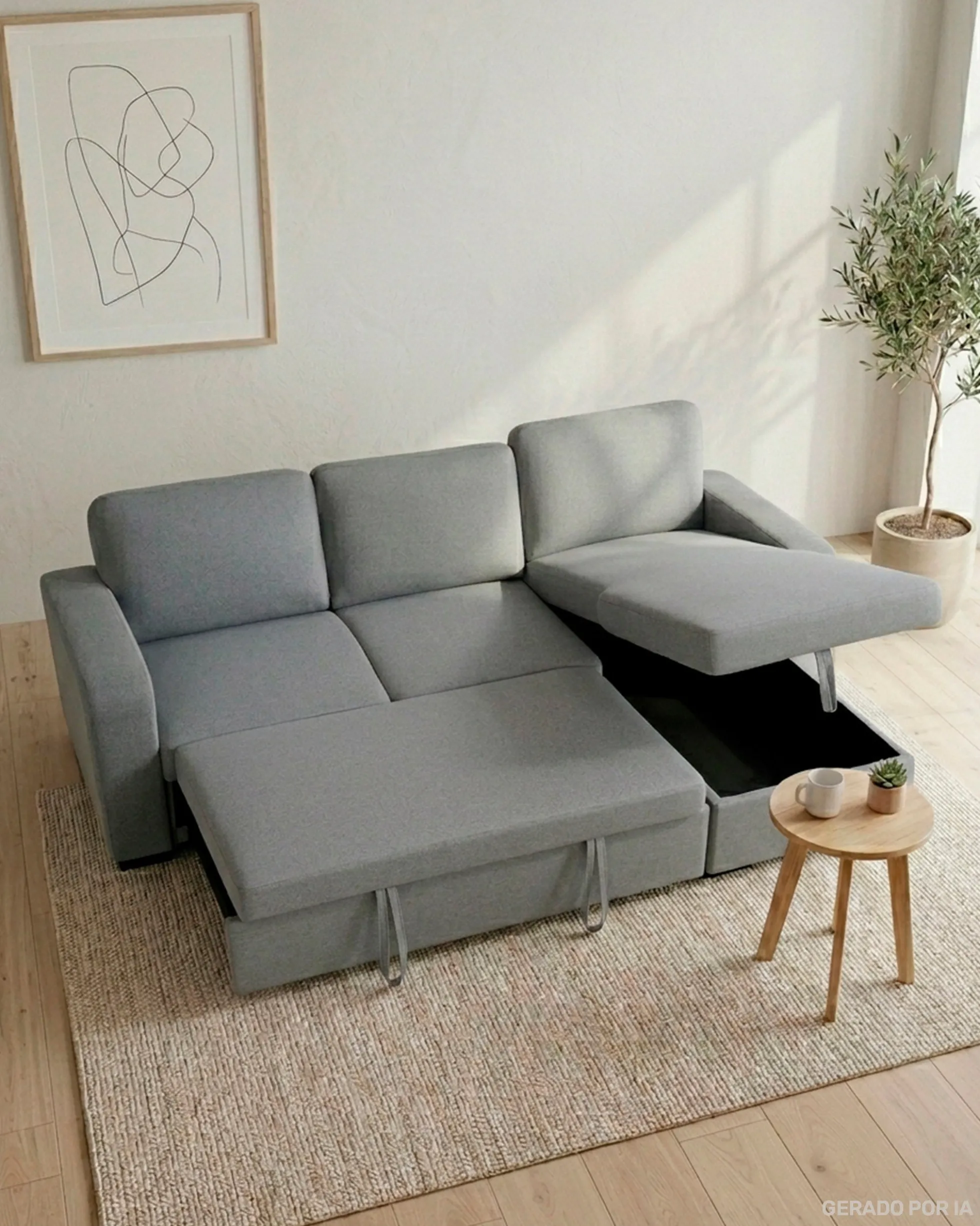 Sofá chaise longue MANHATTAN com cama e baú