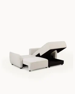 Sofá chaise longue MELORIE com cama e baú