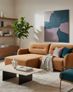 Sofá chaise longue MELORIE com cama e baú