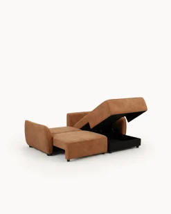 Sofá chaise longue MELORIE com cama e baú
