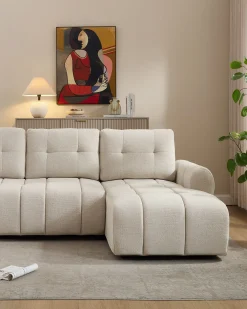Sofá chaise longue RAYLA com cama e baú