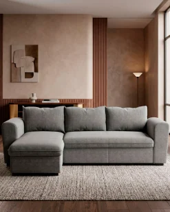 Sofá chaise longue reversível ASTY com cama e baú