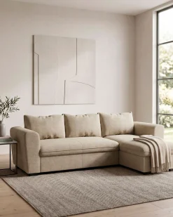 Sofá chaise longue reversível ASTY com cama e baú