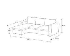 Sofá chaise longue reversível ASTY com cama e baú