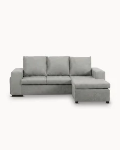 Sofá chaise longue reversível CASTELO com puffs