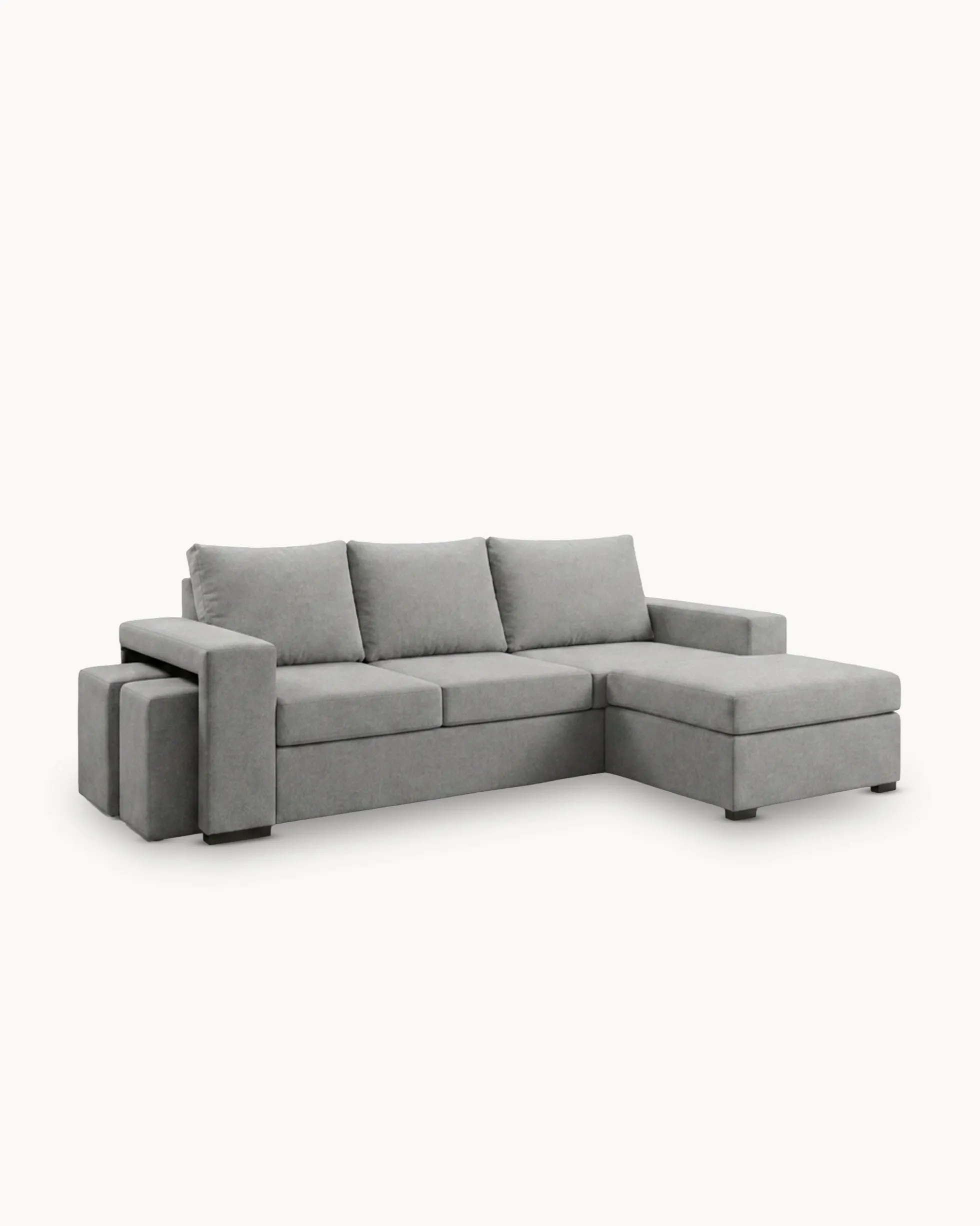 Sofá chaise longue reversível CASTELO com puffs