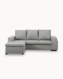 Sofá chaise longue reversível CASTELO com puffs