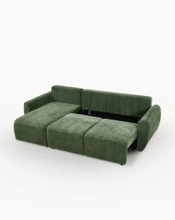 Sofá chaise longue reversível COTTA com cama e baú