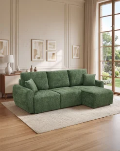 Sofá chaise longue reversível COTTA com cama e baú