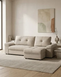 Sofá chaise longue reversível CARLOS com cama e baú