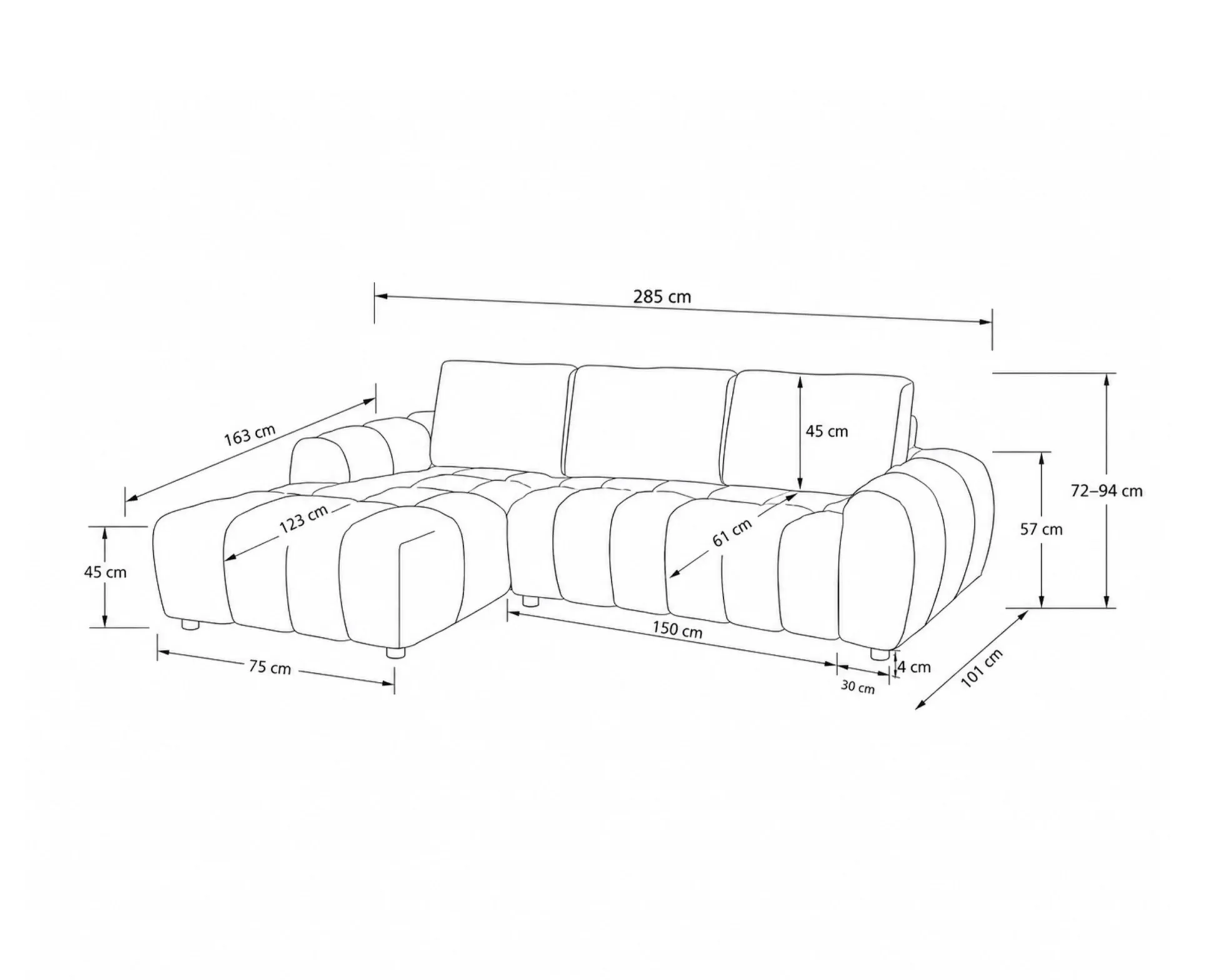 Sofá chaise longue RODEO