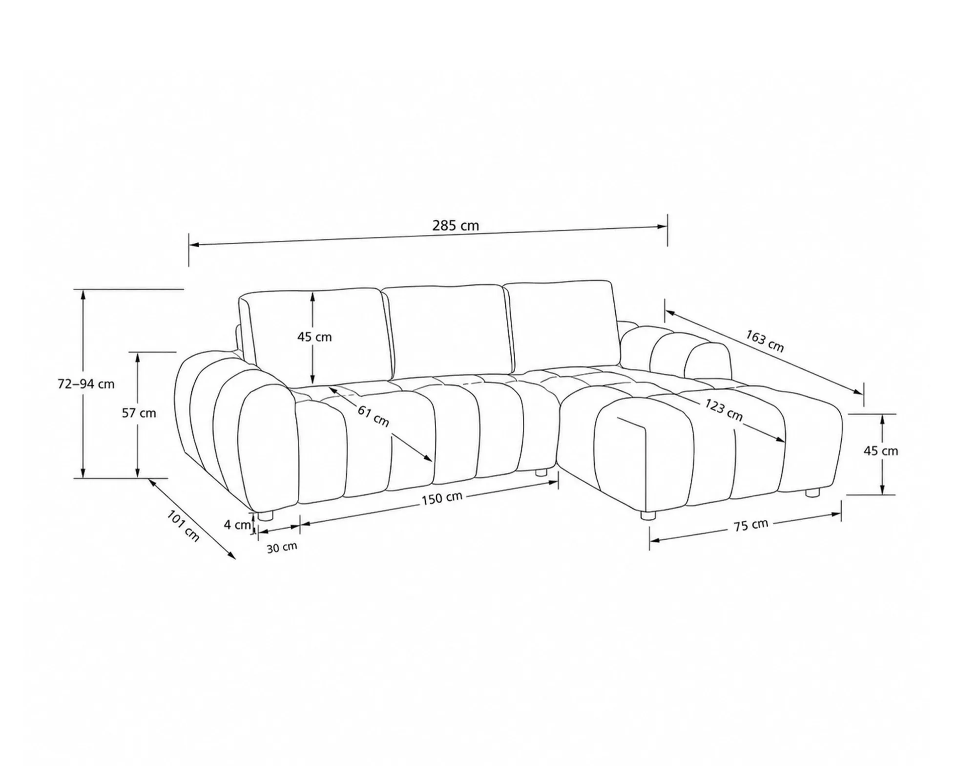 Sofá chaise longue RODEO