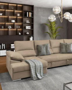 Sofá de canto PARMA com chaise longue e cama