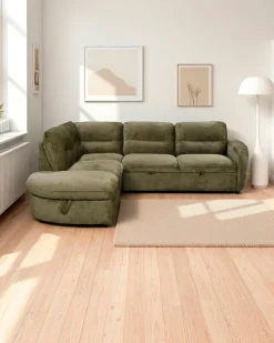 Sofá de canto VIANA com cama e baú