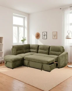Sofá de canto VIANA com cama e baú